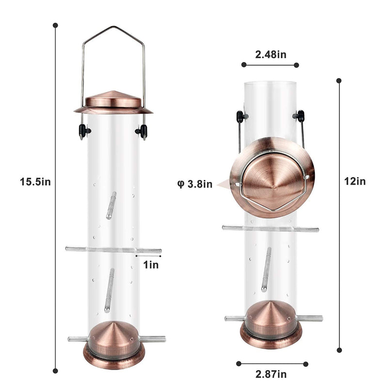 Urban Deco Niger Seed Feeder for Finch Hanging Thistle Seed Feeder Metal Tube Goldfinch Feeder for Garden Outdoor Copper - PawsPlanet Australia