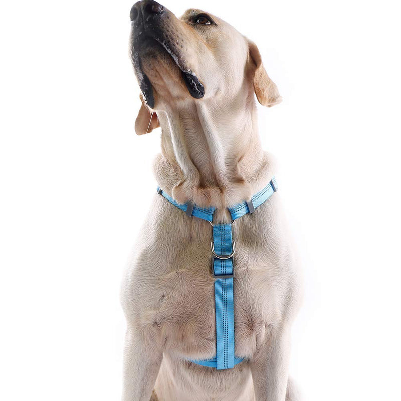 ThinkPet Reflective Adjustable Comfort Nylon Dog Halter Harness, Easy On and Off, No Choke Dog Walking Harness S Blue - PawsPlanet Australia