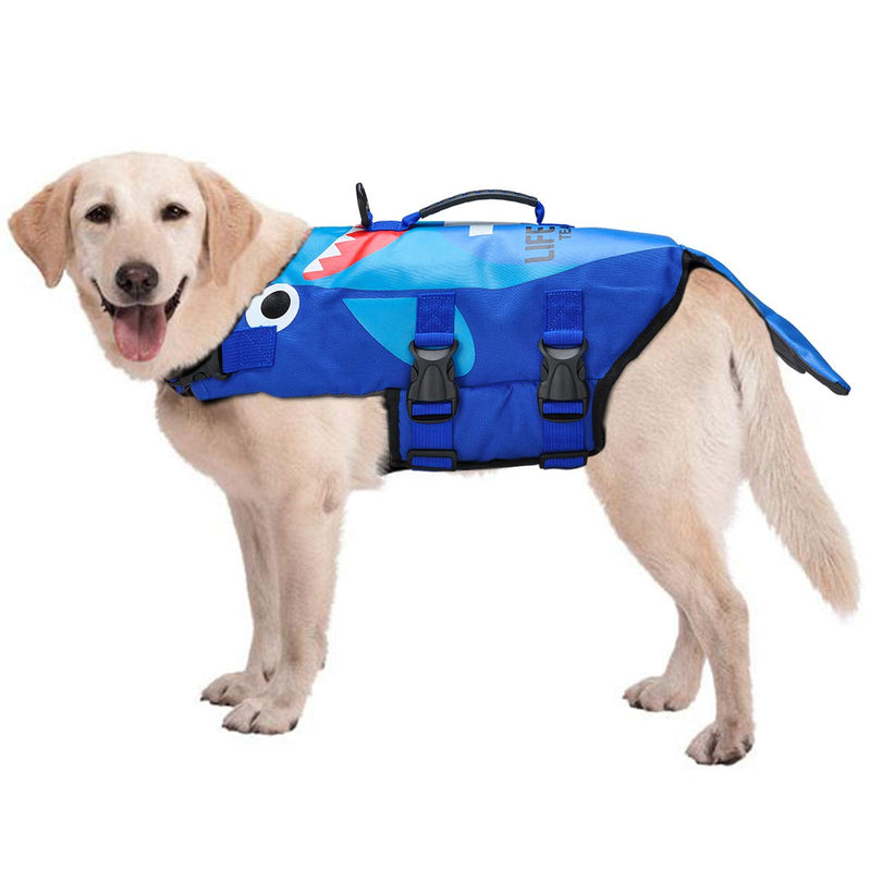 SONGWAY Dog Life Jacket Pet Floatation Life Vest Size Adjustable Dog Lifesaver Preserver Swimsuit with handle for Swimming, Boating, Hunting (L) L - PawsPlanet Australia