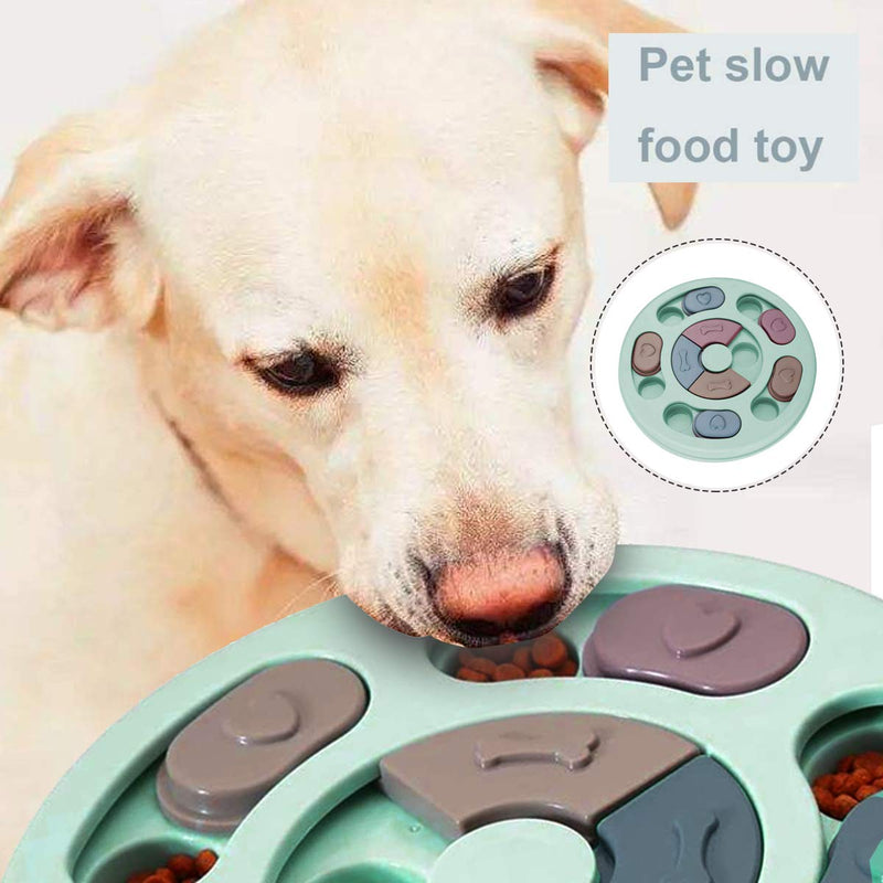 Ledeak Round Dog Puzzle Feeder Toy, Durable Pet Smart Puzzle Interactive Toys Dog Cat Puppy Brain Training Games Slow Feeder Improve IQ Puzzle Non-Slip Bowl (Blue) - PawsPlanet Australia