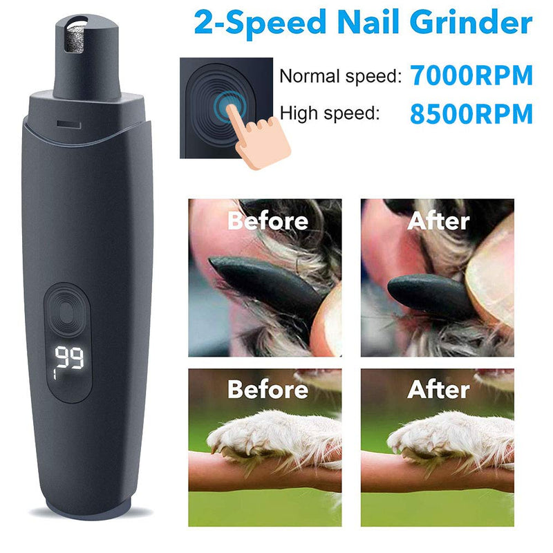 Petdexon Dog Nail Grinder with LED Light Upgraded – IPX7 Waterproof 2-Speed Powerful Electric Pet Nail Trimmer Professional Painless Paws Grooming & Smoothing for Small Medium Large Dogs and Cats - PawsPlanet Australia