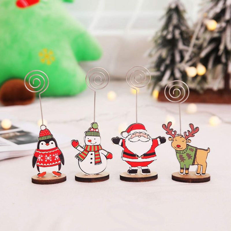 Amosfun Place Card Holders Christmas Cute Snowman Table Number Stands Wooden Name Photo Clip Holder for Xmas Holiday Party Decoration - PawsPlanet Australia