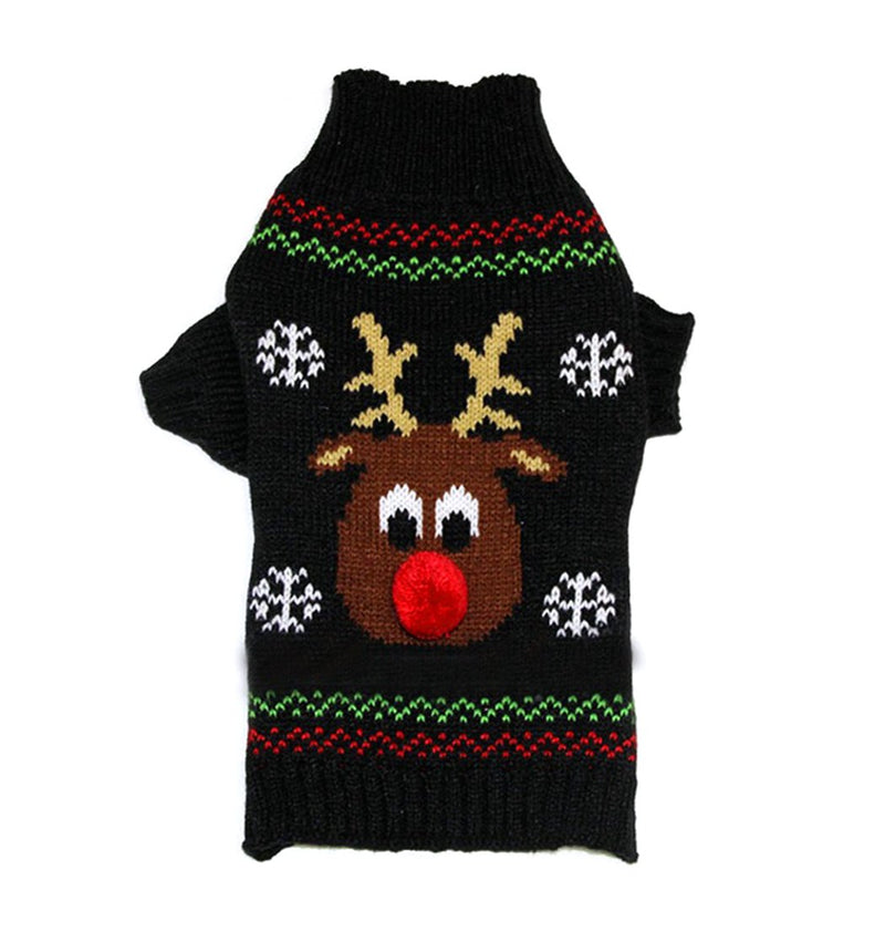 Xiaoyu Dog Sweater Pet Clothes for Dogs Christmas Reindeer, Black, XXS - PawsPlanet Australia