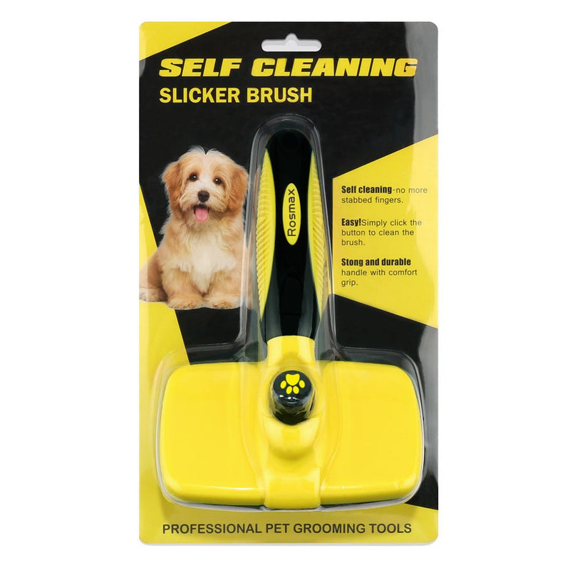 [Australia] - Wangou Self Cleaning Slicker Brush, Pet Grooming Brush for Dogs and Cats, Shedding Tools for Small Medium Large Dogs and Cats with Short or Long Hair- Easy to Clean BYellow1 