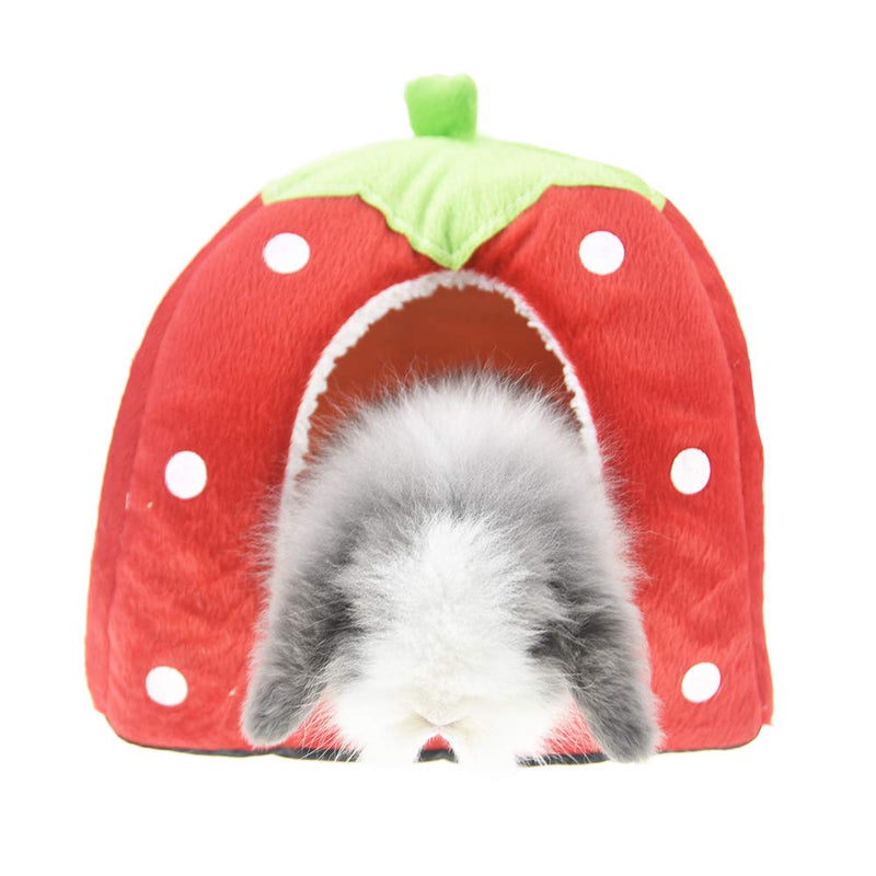 Rabbit Guinea Pig Hamster House Bed Cute Small Animal Pet Winter Warm Squirrel Hedgehog Chinchilla House Cage Nest Hamster Accessories (9" 9" 10", A-Red) 9"*9"*10" - PawsPlanet Australia