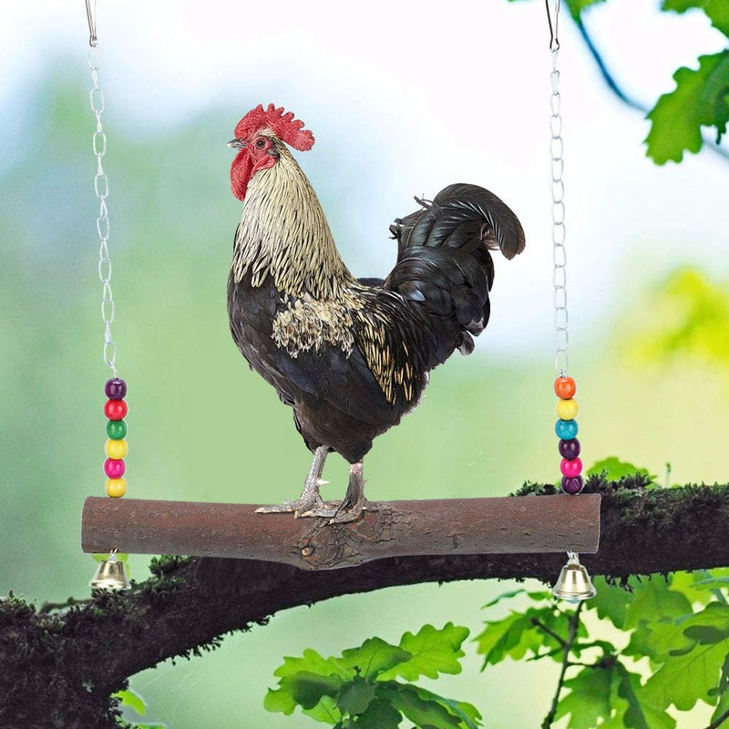 Chicken Swing, Chicken Hanging Swings Toys Wood Block Biting Toys Chicken Swing with Bell for Medium and Large Parrots Cockatoo, African Grey, Macaws(#1) #1 - PawsPlanet Australia