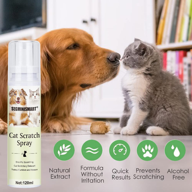 SEGMINISMART Cat Scratch Deterrent Spray,Anti Scratch Cat Spray,Cat Scratching Spray,Suitable for Plants,Furniture,Floors,Protect Your Home 120 ml (Pack of 1) - PawsPlanet Australia