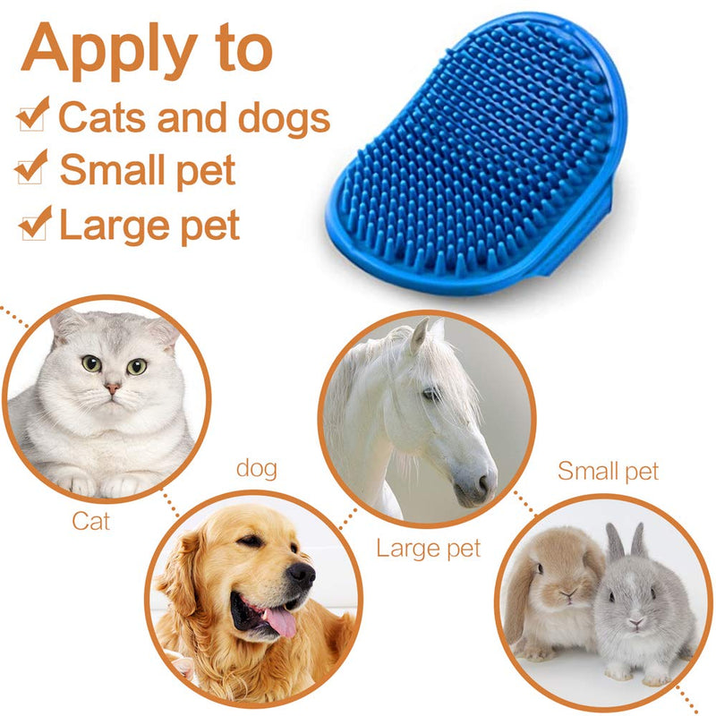 [Australia] - Aoche Dog Bath Brush, Pet Bath Comb Brush Soothing Massage Rubber Comb 2pcs with Adjustable Ring Handle for Long Short Haired Dogs and Cats (Bule+Green) bule+green 