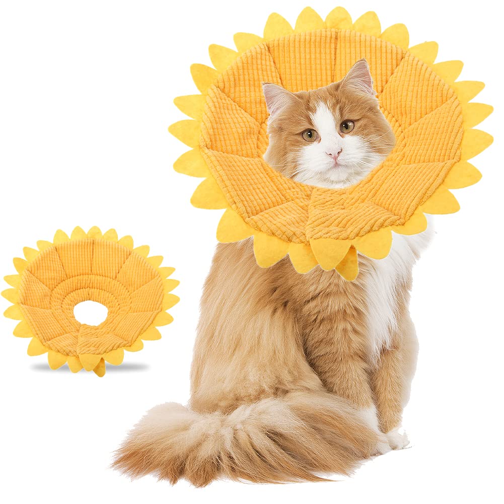 Protective Collar Pet Recovery E Collar Cotton Sunflower Collar Neck Cone Cone Collar Pet Protective Collar for Dogs and Cats 29-35cm - PawsPlanet Australia