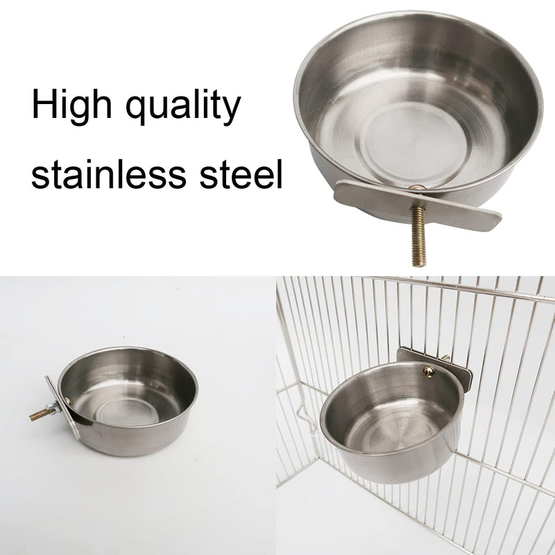 2 Pcs Bird Parrot Water Food Dish Feeder Stainless Steel Bird Food Bowl Parrot Hanging Feeder for Birds or Small Animals - PawsPlanet Australia