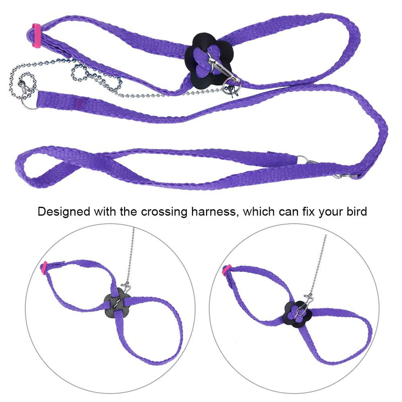 Adjustable Bird Harness Leash Soft Parrot Intelligence Training Rings Toy for Budgie Parakeet Lovebird Finch Macaw African Grey Cockatoo Playing Training(Purple) - PawsPlanet Australia