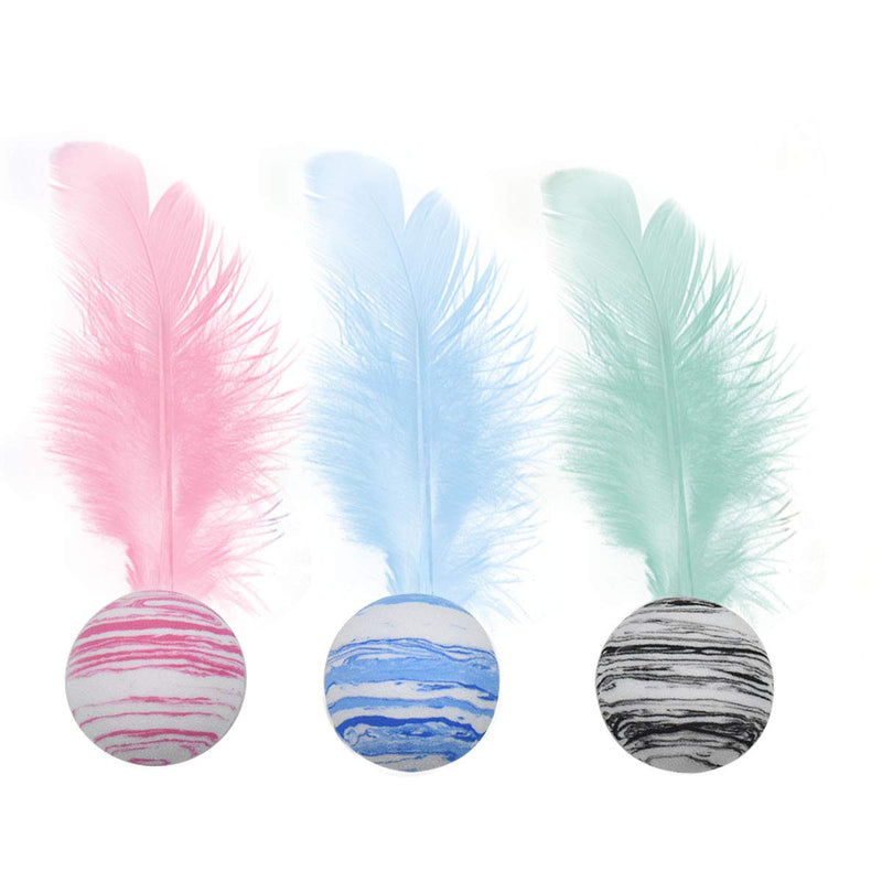 Changrongsheng Cat Toys 3 Pack Cat Interactive Toys Lightweight Cat Supplies EVA Material Throw Toy, Pet Teeth Grinding Chew Toys with 9cm Feather for Cats Kitten Kitty Teeth Cleaning Playing - PawsPlanet Australia