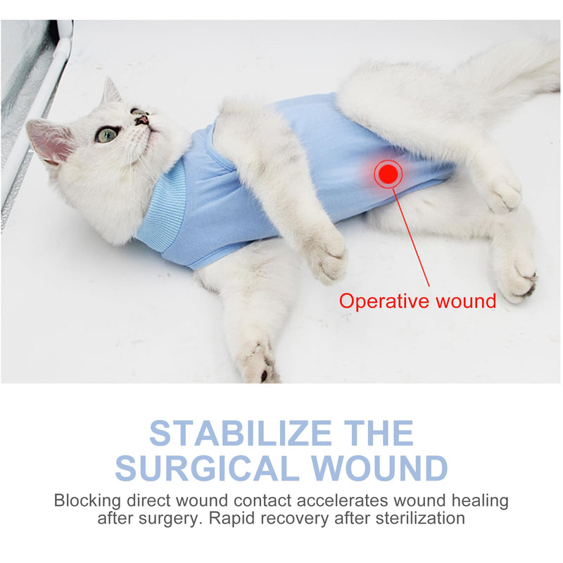 Recovery Suit Cat, Cat Bodysuit After Surgery, Cone E Collar Alternative, Pet Surgery Suits, Puppy Protective Clothing, Cat Surgical Recovery Suit for Abdominal Wounds or Skin Diseases (M, Blue) M - PawsPlanet Australia