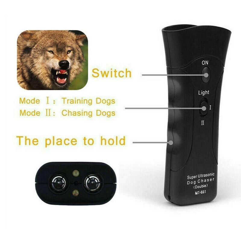 [Australia] - Sonic bee LED Ultrasonic Dog Chaser Aggressive Attack Repeller Trainer Flashlight Effective Barking Stop Device 