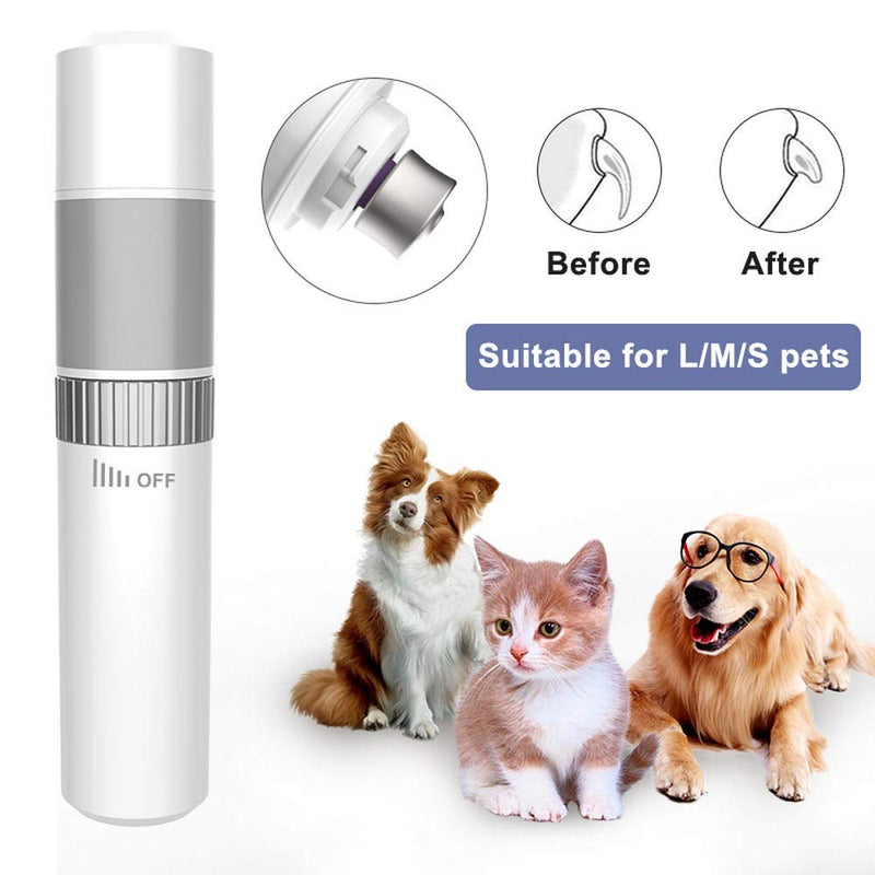 [Australia] - Hengyuanyi Dog Nail Grinder Professional Pet Nail Trimmer 2-Speed Rechargeable Pet Nail Grinder Electric Nail File,3 Ports Quiet Painless Paws Grooming Smoothing,for Large Medium Small Dogs and Cats White 