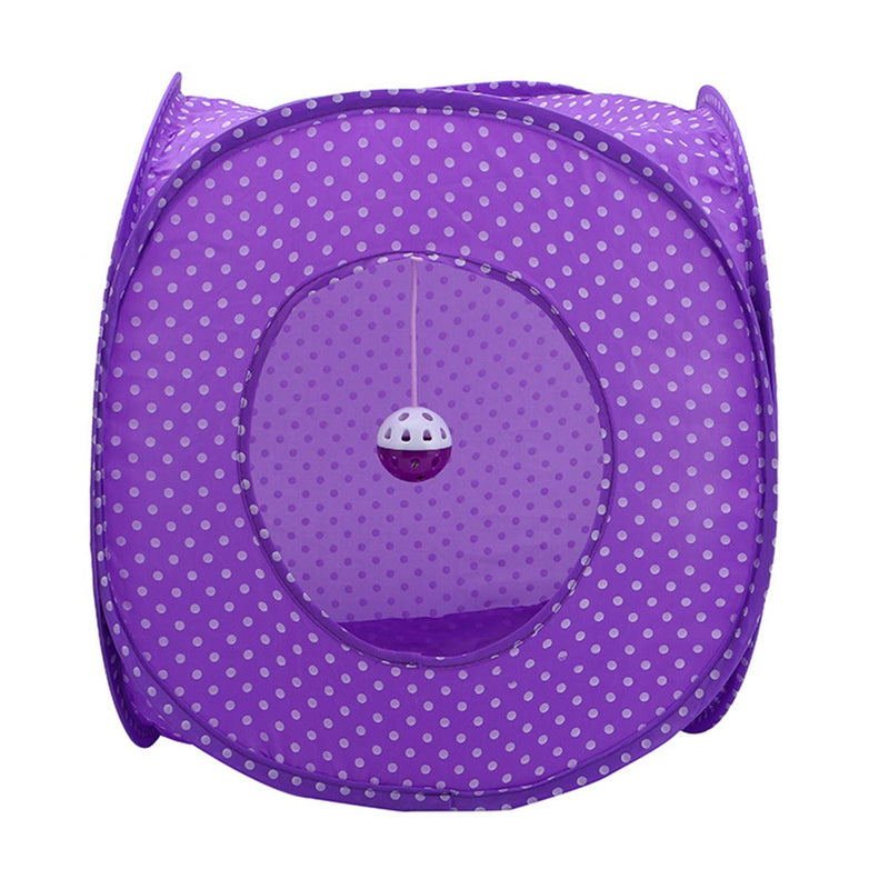 [Australia] - Citmage Cat Cube Pop Up Non-Woven Fabric Play Tent Toy with Hook and Loop,3 Peek Holes Collapsible, Lightweight, Provide Exercise Game for Cats, Kitties, Puppies Purple 