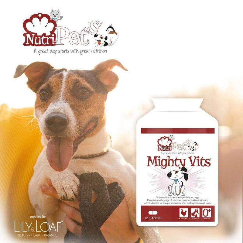 Nutri-Pets Mighty Vits - Premium Quality Formula - Essential Vitamins & Minerals for Dogs ensuring Optimum Health & Wellbeing - 120 Tablets up to 240 Days Supply - PawsPlanet Australia