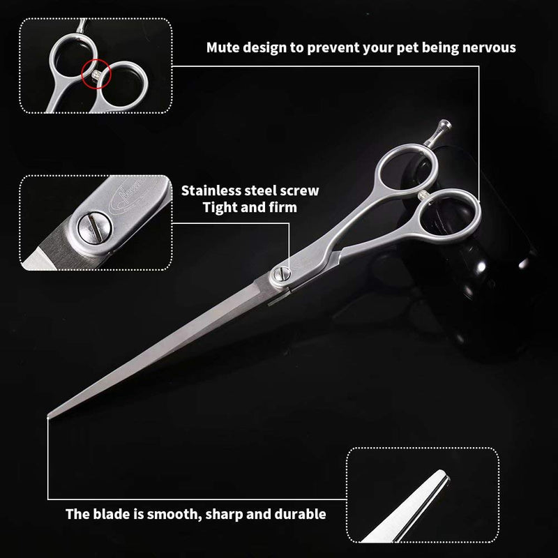 [Australia] - Newness Pet Grooming Scissors Set (2 Pcs), Silent Dog Grooming Scissors Pet Trimmer Kit with Sharp Blades and Safety Flat Tips, Durable Metal Trimming Pet Eye Shears Cutter for Dogs, Cats and More 