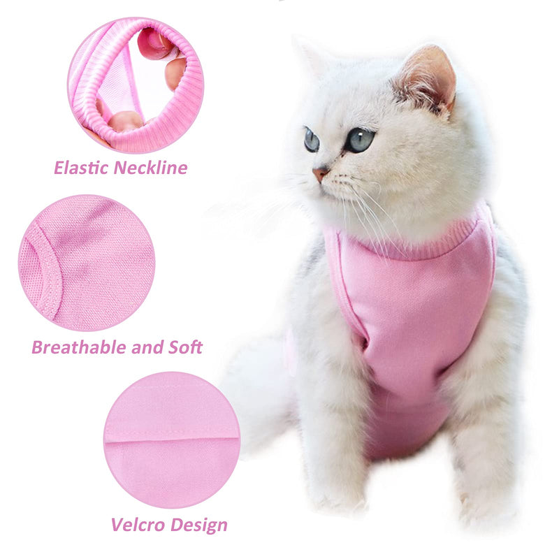 HACRAHO Cat Professional Recovery Suit, 1 Pack Pink E-Collar Cat Wound Surgery Recovery Suit Soft Breathable Cat Recovery Clothes After Surgery Wear for Cats Kitten, M - PawsPlanet Australia