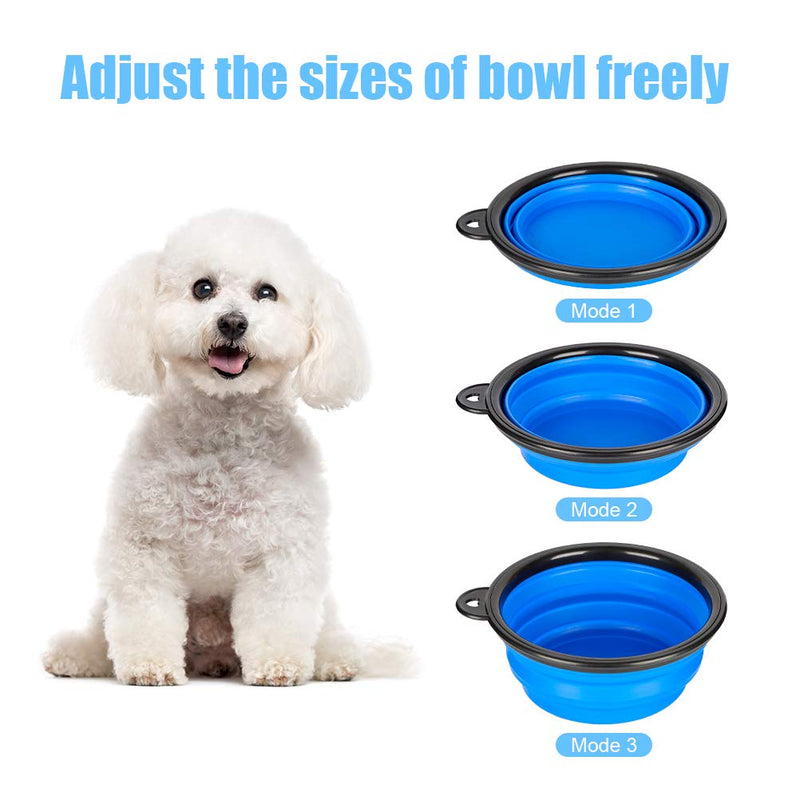 Emoly 2 Pack Large Size Collapsible Dog Bowl, Food Grade Silicone BPA Free, with Carabiner Clip Foldable Expandable Cup Dish for Pet Cat Food Water Feeding Portable Travel Bowl (Blue & Green) Blue & Green - PawsPlanet Australia
