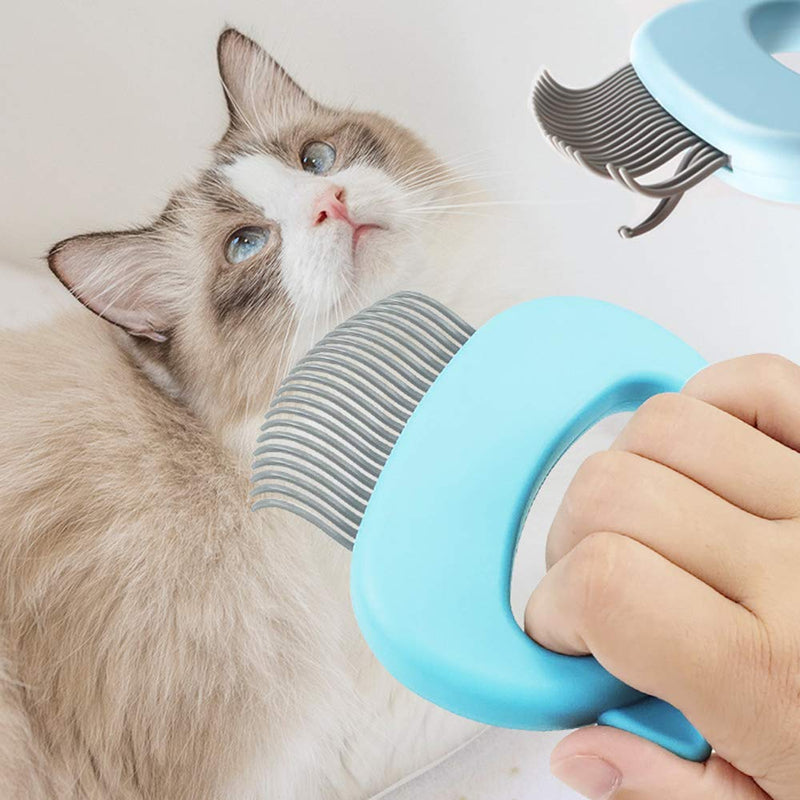 DI QIU REN 3 Pieces Pet Massaging Shell Comb with 3 Pieces Cat Bath Brush with Adjustable Ring Handle Pet Grooming Shampoo Bath Shedding Brush for Dogs and Cats with Short & Long Hair - PawsPlanet Australia