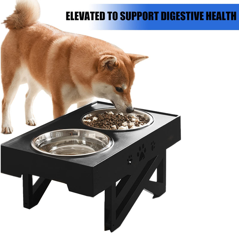 Wisedog Raised Dog Bowls for Large Dogs Elevated Dog Bowl - Adjusts To 3 Heights,2.8, 7.5", & 11.6'' Stand (Black Stand) Black Stand - PawsPlanet Australia