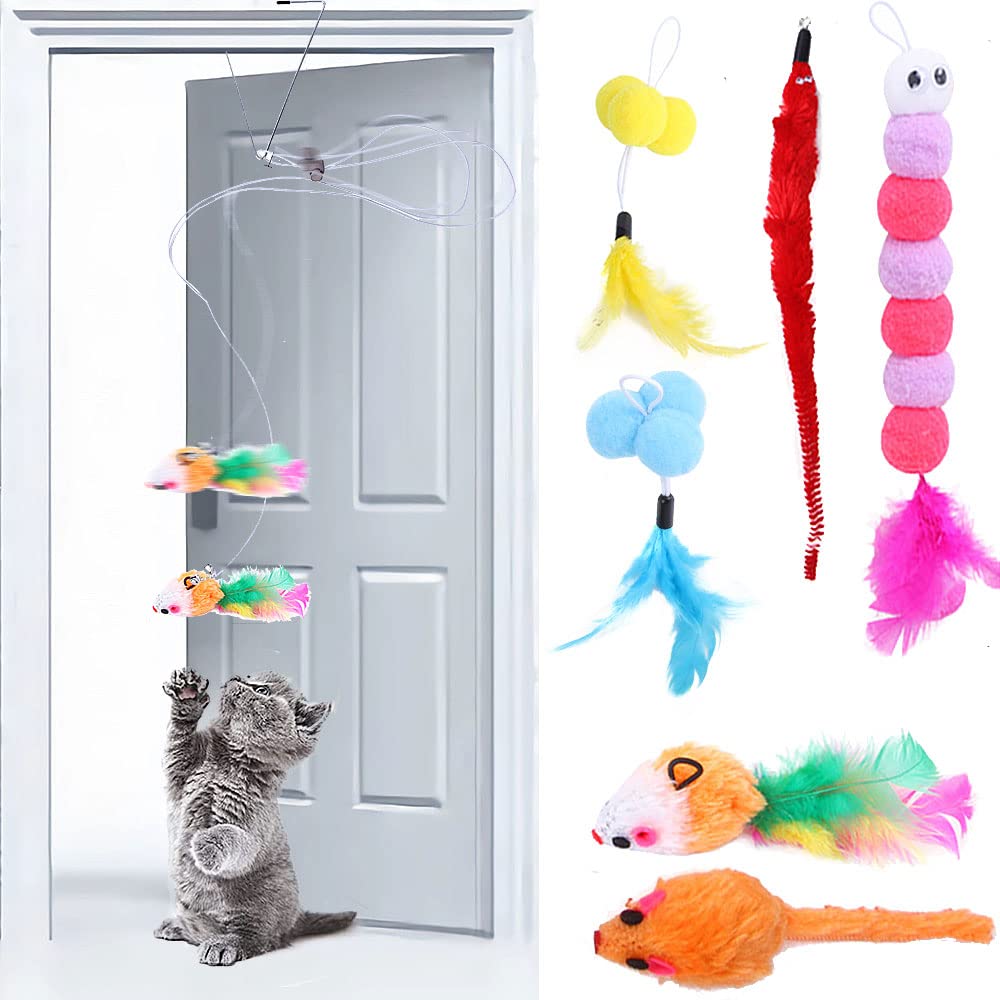 7 pieces cat toy door frames for cats and kittens, cat toy self-occupation hanging door frames, cat toy mice set - PawsPlanet Australia