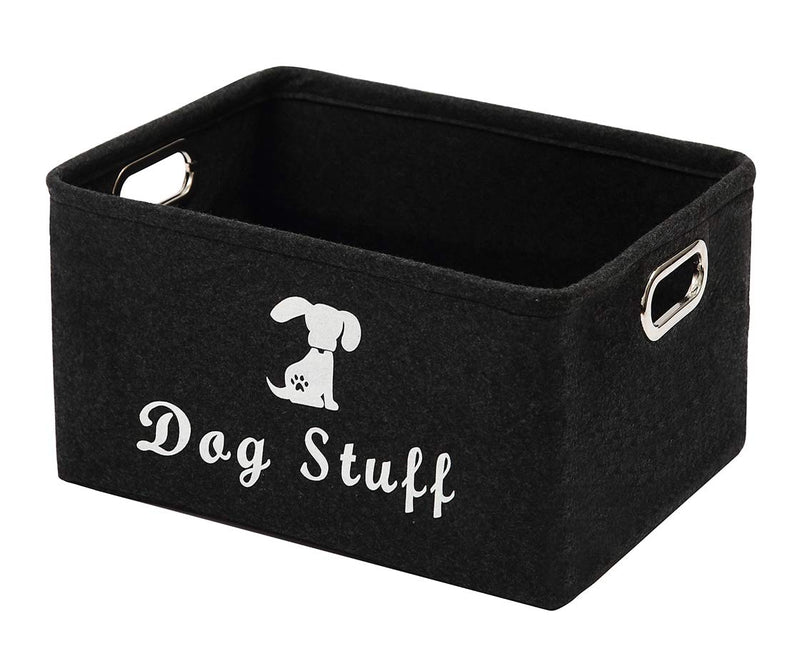 Brabtod Felt Pet Toy And Accessory Storage Bin - For Pet Toys, Blankets, Leashes and Food-darkgrey - PawsPlanet Australia