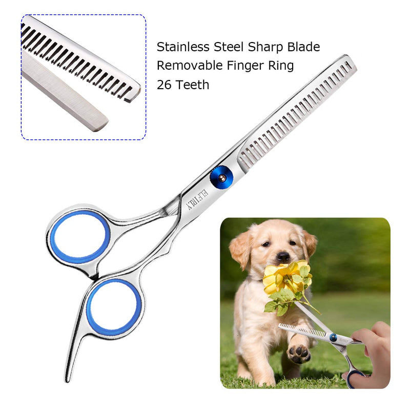 Dog Grooming Scissors Set with Safety Round Tip (2 Pack - Curved Scissors Thinning Shears for Grooming) Pet Grooming Shears with Grooming Comb for Dogs and Cats Blue - PawsPlanet Australia