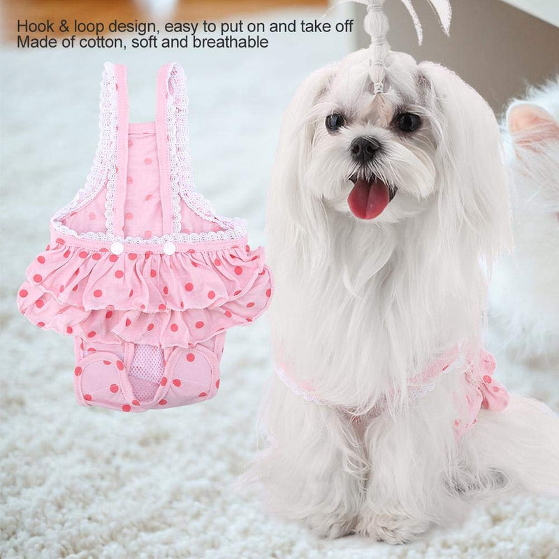 Dog Sanitary Pants, Breathable Sweet Female Dog Doggy Puppy Diaper Nappy Physiological Sanitary Briefs Menstrual Suspender Underwear Pants (Pink, S) Pink, S - PawsPlanet Australia