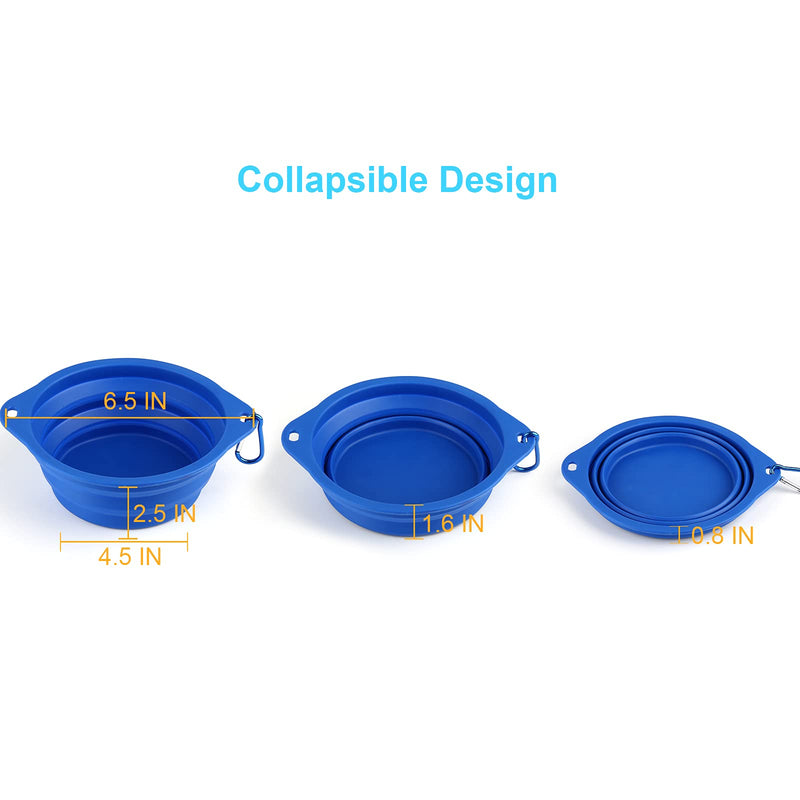 Collapsible Dog Bowl, 2 Pack Portable Travel Dog Bowls, 25oz Fodable Silicone Bowls for Dogs Cats, Depets Collapsible Pet Feeding Watering Dish with 2 Carabiners - PawsPlanet Australia