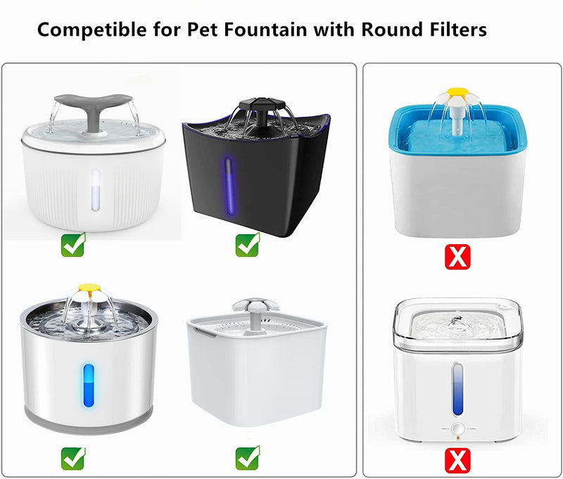 PewinGo 6 PACK Cat Water Fountain Filters, for 2-2.5L Cat Water Fountain, Triple Action with Urinary System Protective Resin, Acticated Carbon - PawsPlanet Australia