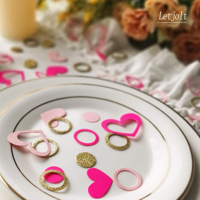 Rose Pink Heart Confetti Decoration Rings Scatter Golden Pink Craft Gifts Valentine Romantic Proposal Dating Wedding for Girl's Birthday Baby Shower Princess Barbie Love Signs Decorations 300pcs - PawsPlanet Australia