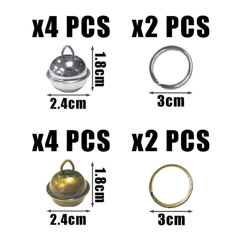 MAXQUU 8pcs Loud Dog and Cat Collar Bells, 4pcs Keychains, Retro Loud Pet Collars, Pet Tracking Bells, Suitable for Pet Training of Cats and Dogs - PawsPlanet Australia
