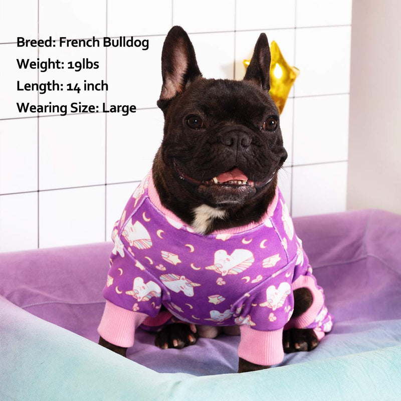 kyeese Dog Pajamas Unicorn Soft Material Stretchable Dogs Pajamas Onesie Pet Pjs Dog Clothes Large Purple (Unicorn) - PawsPlanet Australia