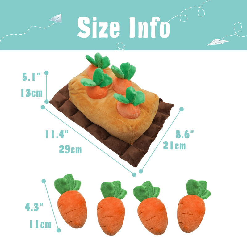 Lepawit Dog Plush Toy Carrot Dog Toy Interactive Squeaky Crinkle Hide and Seek Plush Dogs Toys Hide Treats Puzzle Toys for Small Medium Dogs with 4 Carrots - PawsPlanet Australia