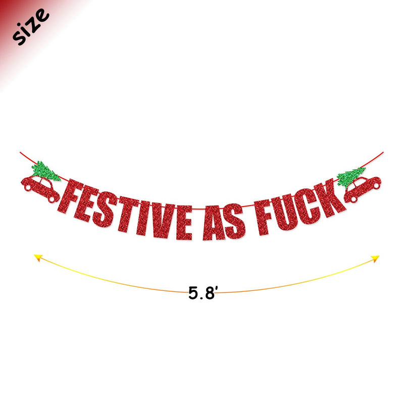 Festive as Fuck Banner for Funny/Rude Christmas Decorations Mantle Home Decor Festive - PawsPlanet Australia