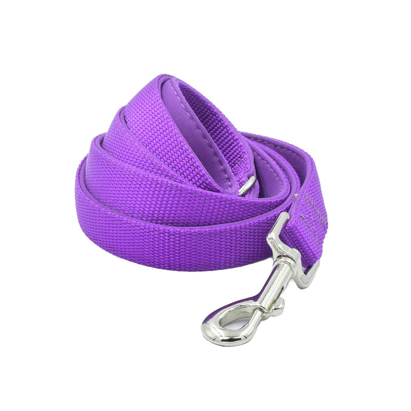Olahibi Solid Color Durable Nylon Dog Leash with Soft Neoprene Padding for Big Dogs(L, Purple) L（2.5*120CM） - PawsPlanet Australia