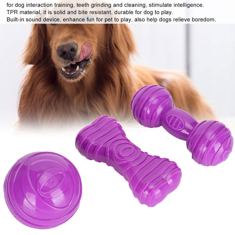 FILFEEL Dog Barbell Toy, Pet Ball Dog Barbell TPR Bone Grinding Teeth Chew Toy for Dog Training Interactive Toy(Purple) - PawsPlanet Australia