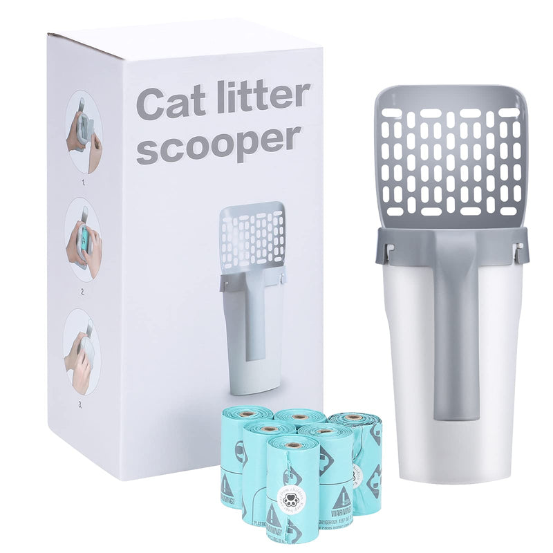 petizer premium cat litter scoop with holder, dirt-free cat litter scoop, with waste container, with refill bags 90 pieces (6 boxes of 15 bags) for free - PawsPlanet Australia