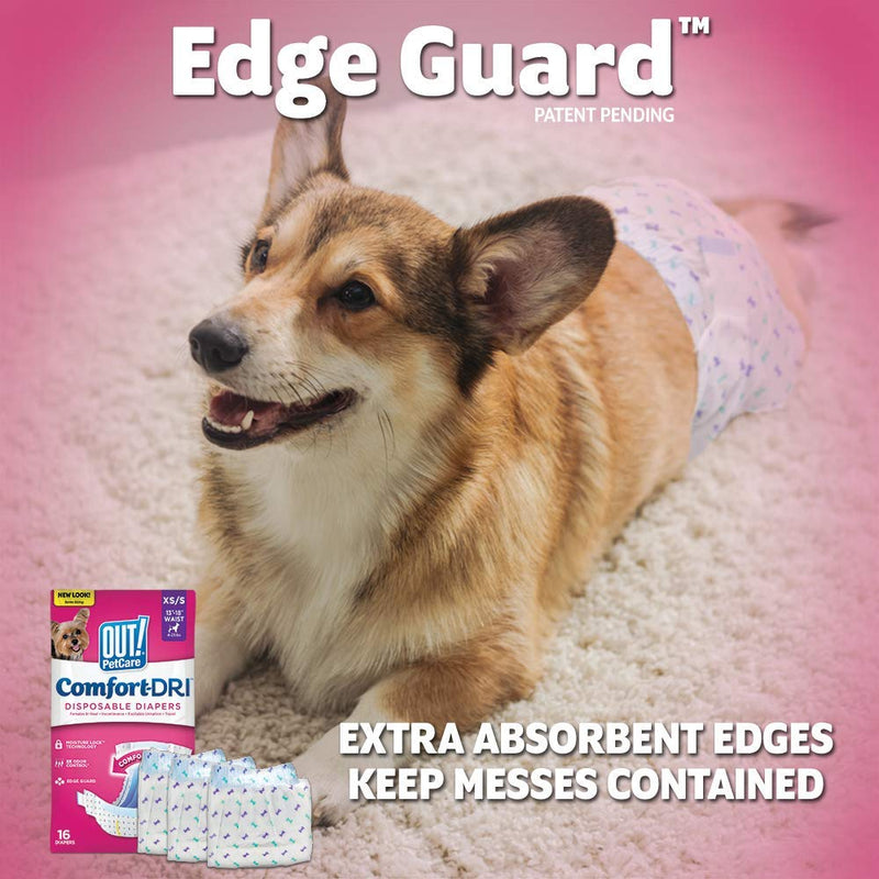 OUT! Pet Care Disposable Female Dog Diapers | Absorbent with Leak Proof Fit | Moisture Lock Technology | Edge Protection 14 ct M/L - PawsPlanet Australia