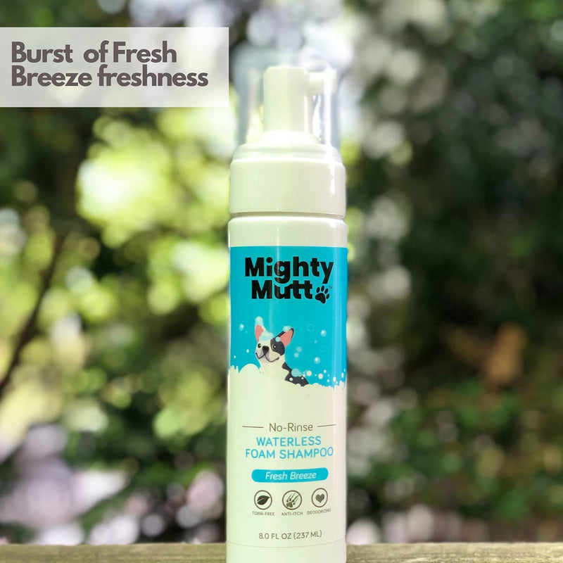 Mighty Mutt Hypoallergenic Waterless Shampoo for Dogs | Dry Shampoo for Dogs | Waterless Foam No Rinse | Anti-Itch, Soothing and Deodorizing 8 Fl Oz Fresh Breeze - PawsPlanet Australia