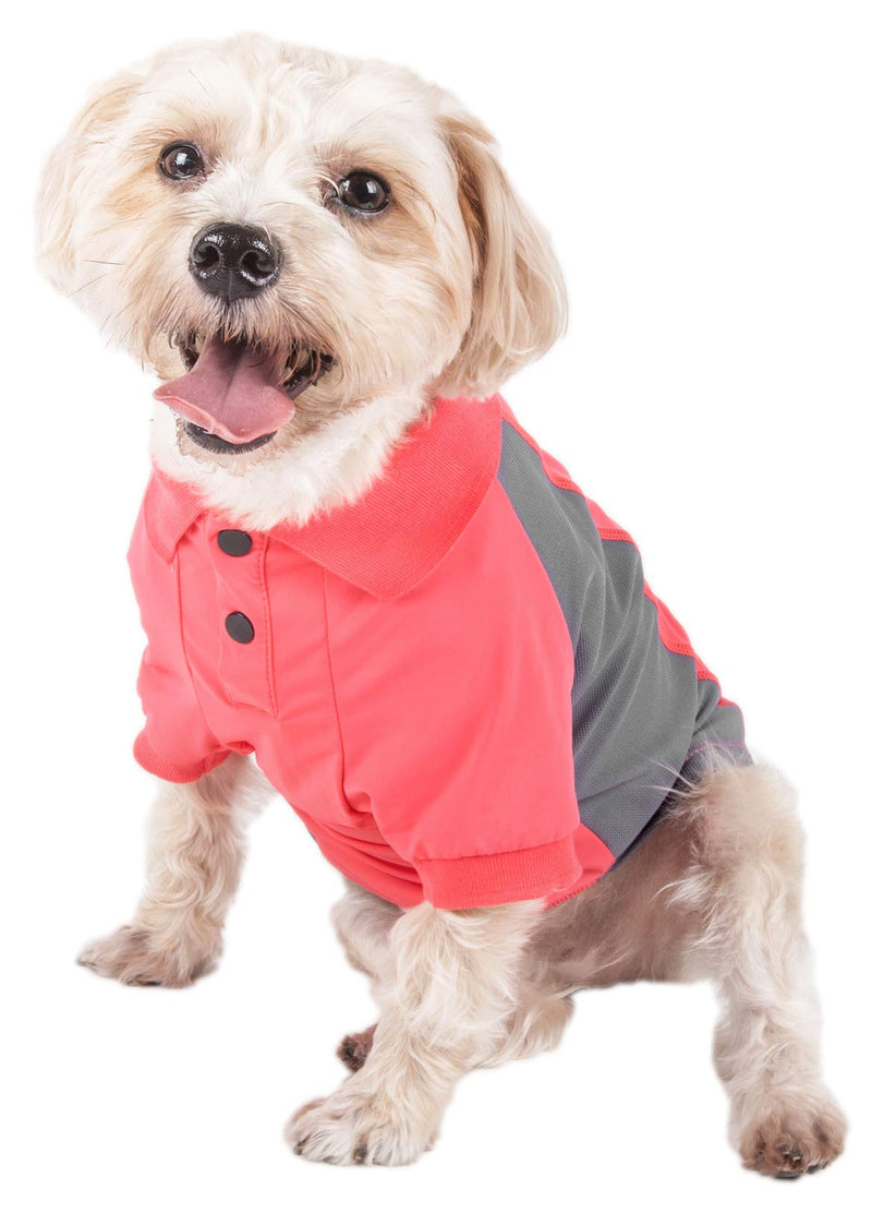 [Australia] - Pet Life Active 'Barko Pawlo' Relax-Stretch Wick-Proof Performance Dog Polo T-Shirt Small Red 