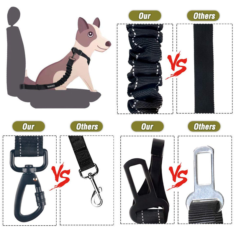 [Australia] - COOYOO Dog Seat Belt,2 Packs Dog Car Seatbelts Adjustable Pet Seat Belt for Vehicle Nylon Pet Safety Seat Belts Heavy Duty & Elastic & Durable Car Harness for Dogs Black+Army Green 