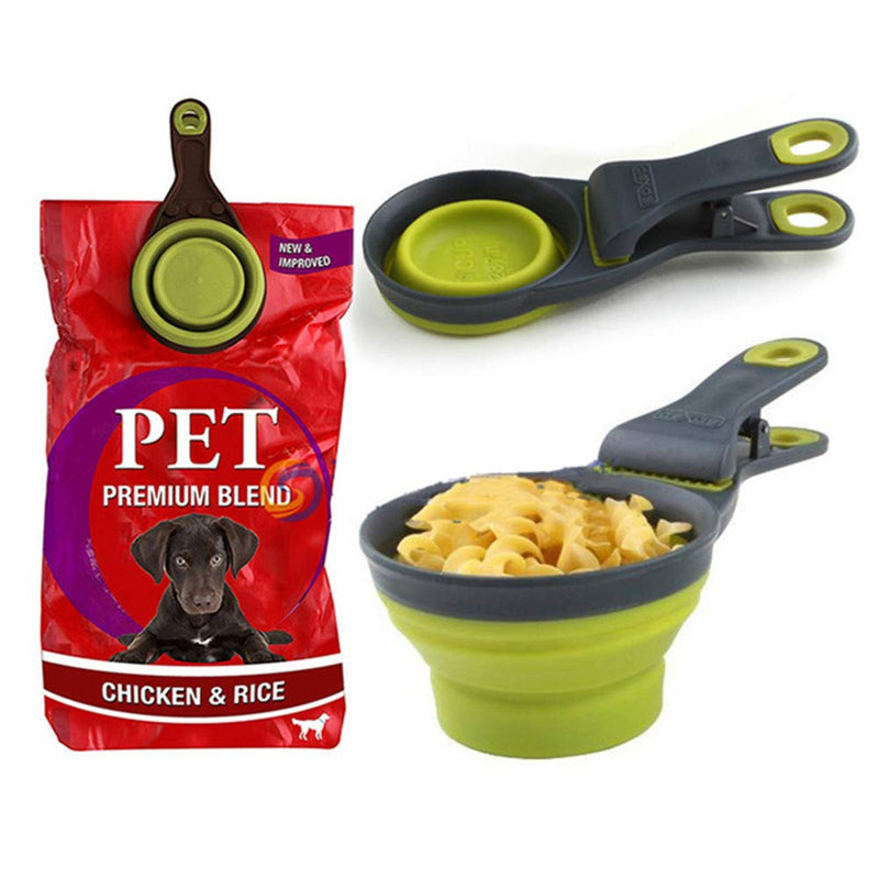 [Australia] - Collapsible Measuring Cups for Dog Cat Food Water Scoop Sealing Clip Cup 