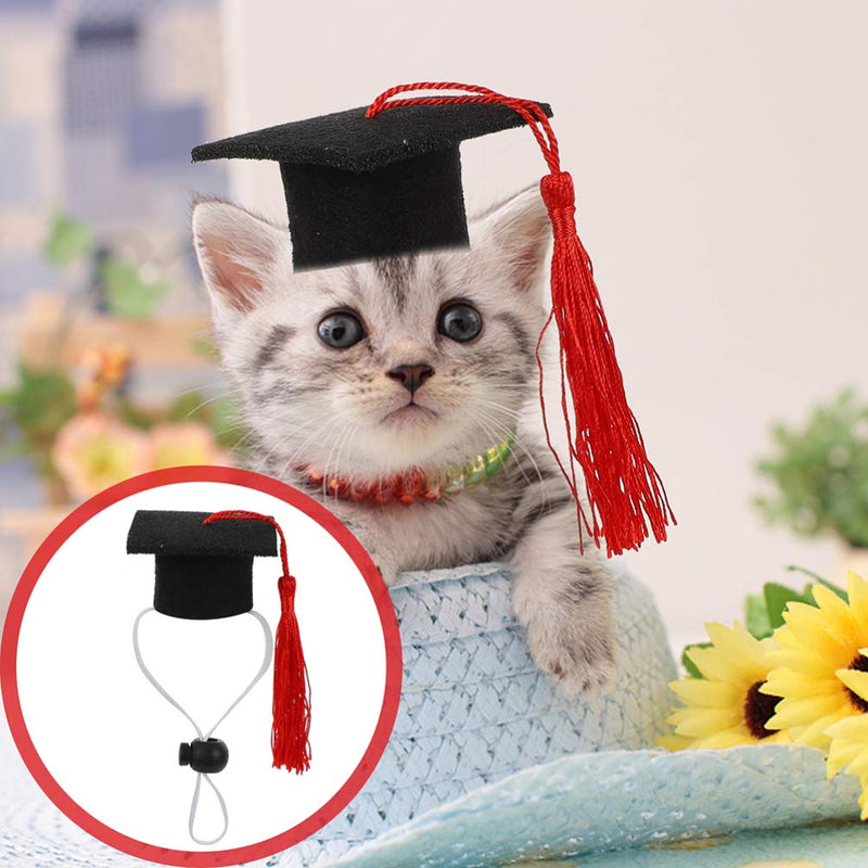 PRETYZOOM 4pcs Pet Graduation Caps with Bow Tie Necktie Collar Mini Cloth Pet Graduation Caps with Neck Tie for Graduation Pets Photo Props (Red) Red - PawsPlanet Australia