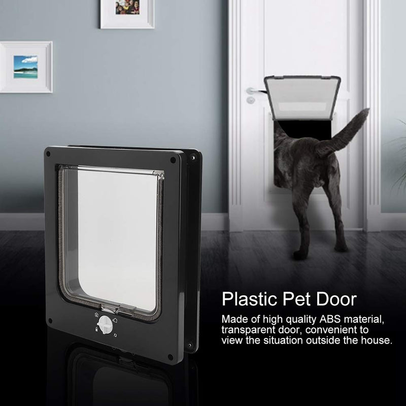 Hffheer Magnetic Cat Door 4 Way Locking Pet Flap Flexible Cat Dog Flap Door with Rotating Switch for Indoor Wall Window (Black) - PawsPlanet Australia
