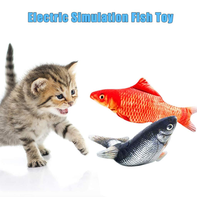 [Australia] - GZFDYW 2 Pack Electric Moving Fish Cat Toy 11", Realistic Plush Simulation Electric Wagging Fish Cat Toy Catnip Kicker Toys, Funny Interactive Pets Pillow Chew Bite Kick Supplies for Cat Kitten Kitty 