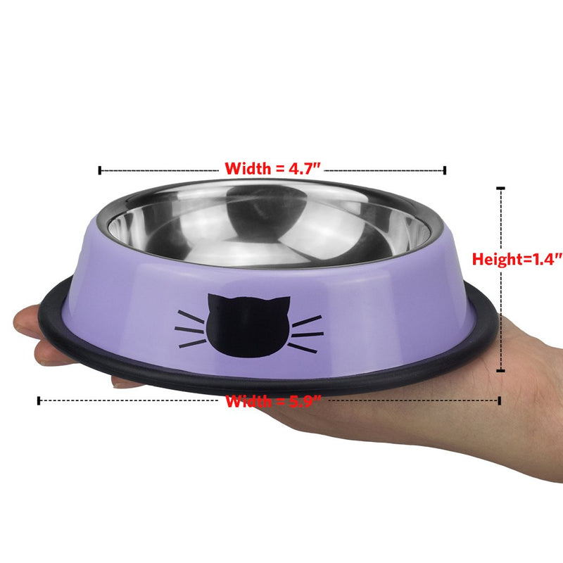 [Australia] - Ureverbasic Cat Bowls Pet Bowl Cat Food Water Bowl with Rubber Base Small Pet Bowl Cat Feeding Bowls Set of 2 Green / Lavender 