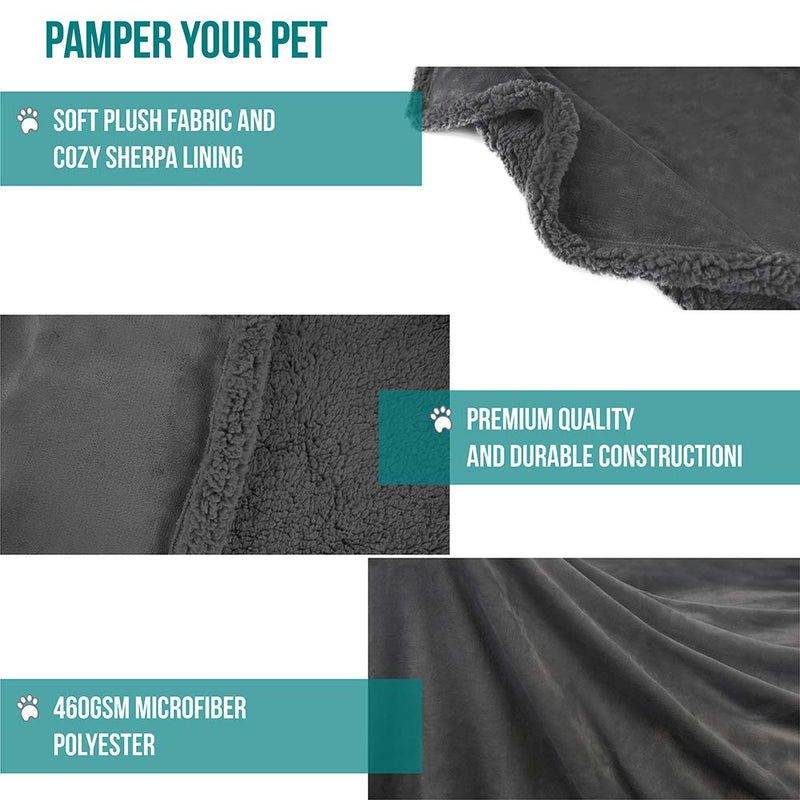 [Australia] - PetAmi Premium Puppy Blanket | Pet Small Dog Blanket for Cats, Kitten | Soft, Warm, Plush, Reversible Fleece Sherpa Throw - 30x40 Inches 30" x 40" Gray/Gray Sherpa 